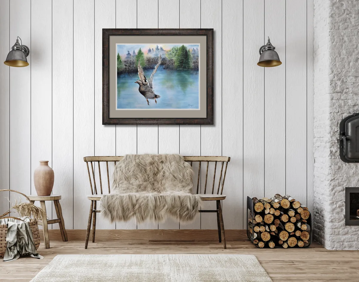 Dawn of Silence framed in a home setting