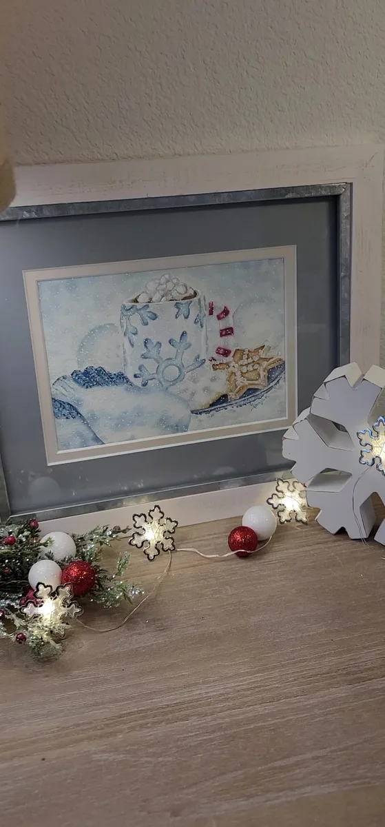 Winter's Joy framed in a home setting