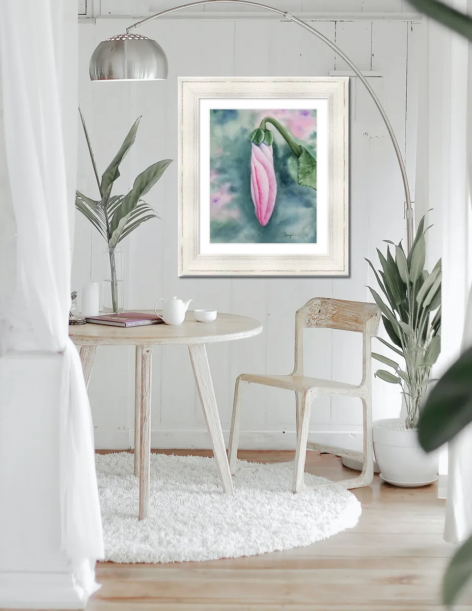 Morning Bloom framed in a home setting